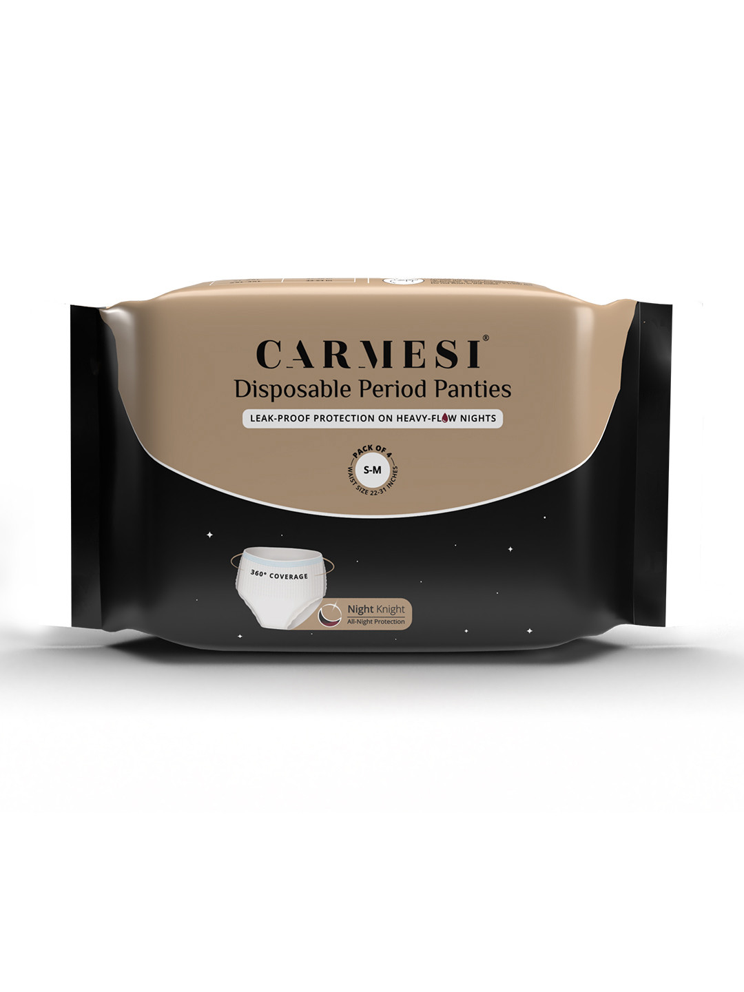 

CARMESI Disposable Period Panties S-M with 360deg Protection for Super Heavy Flow - 4 Pcs, White