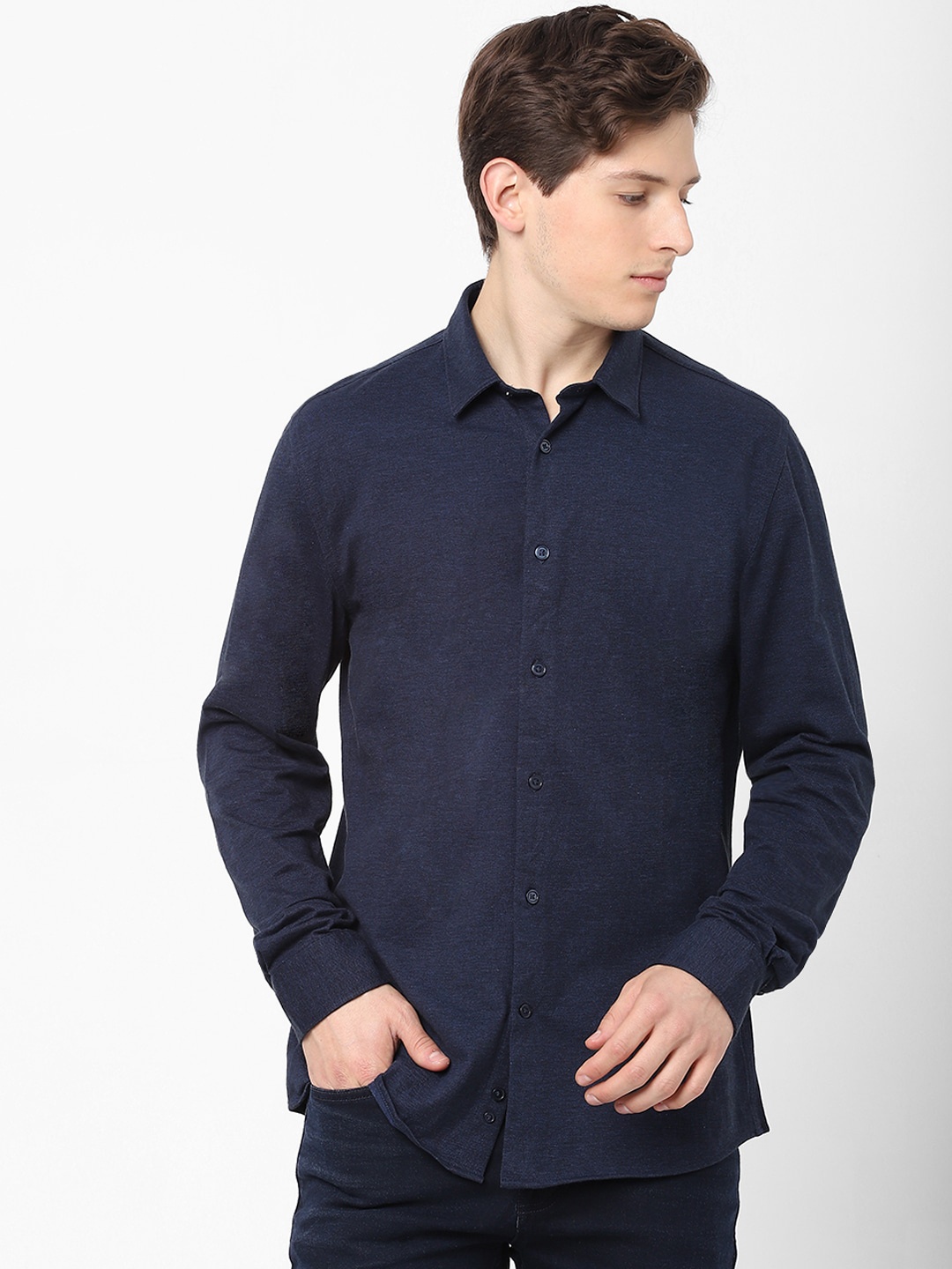 

Celio Men Navy Blue Slim Fit Casual Cotton Shirt