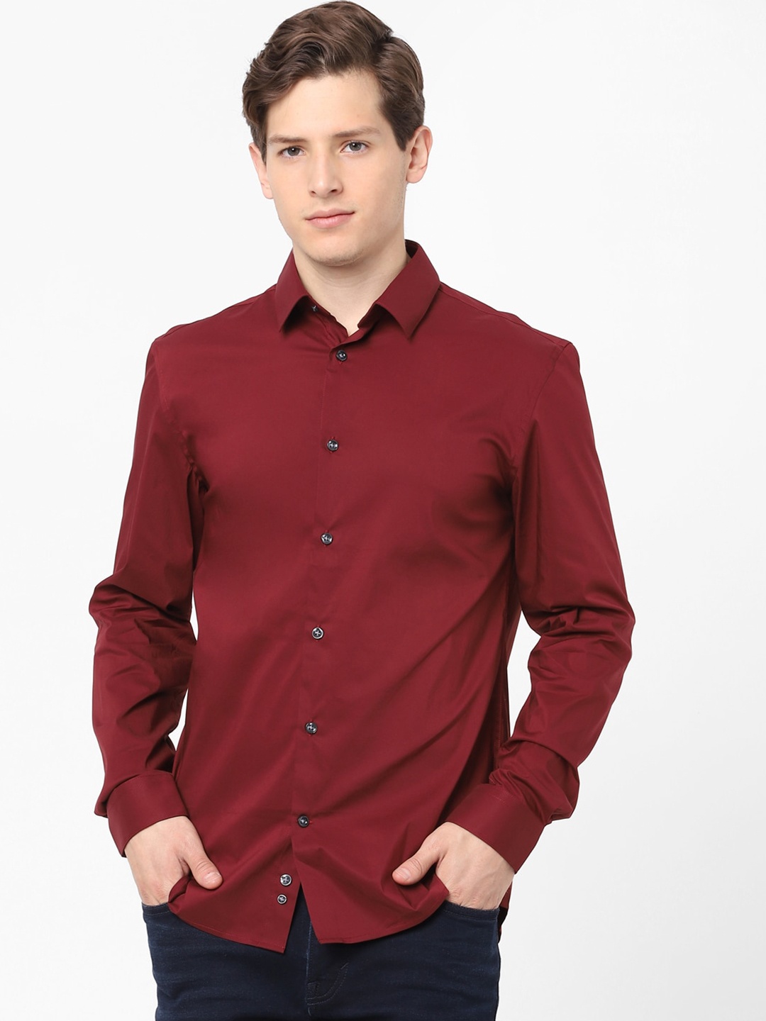 

Celio Men Red Cotton Casual Shirt