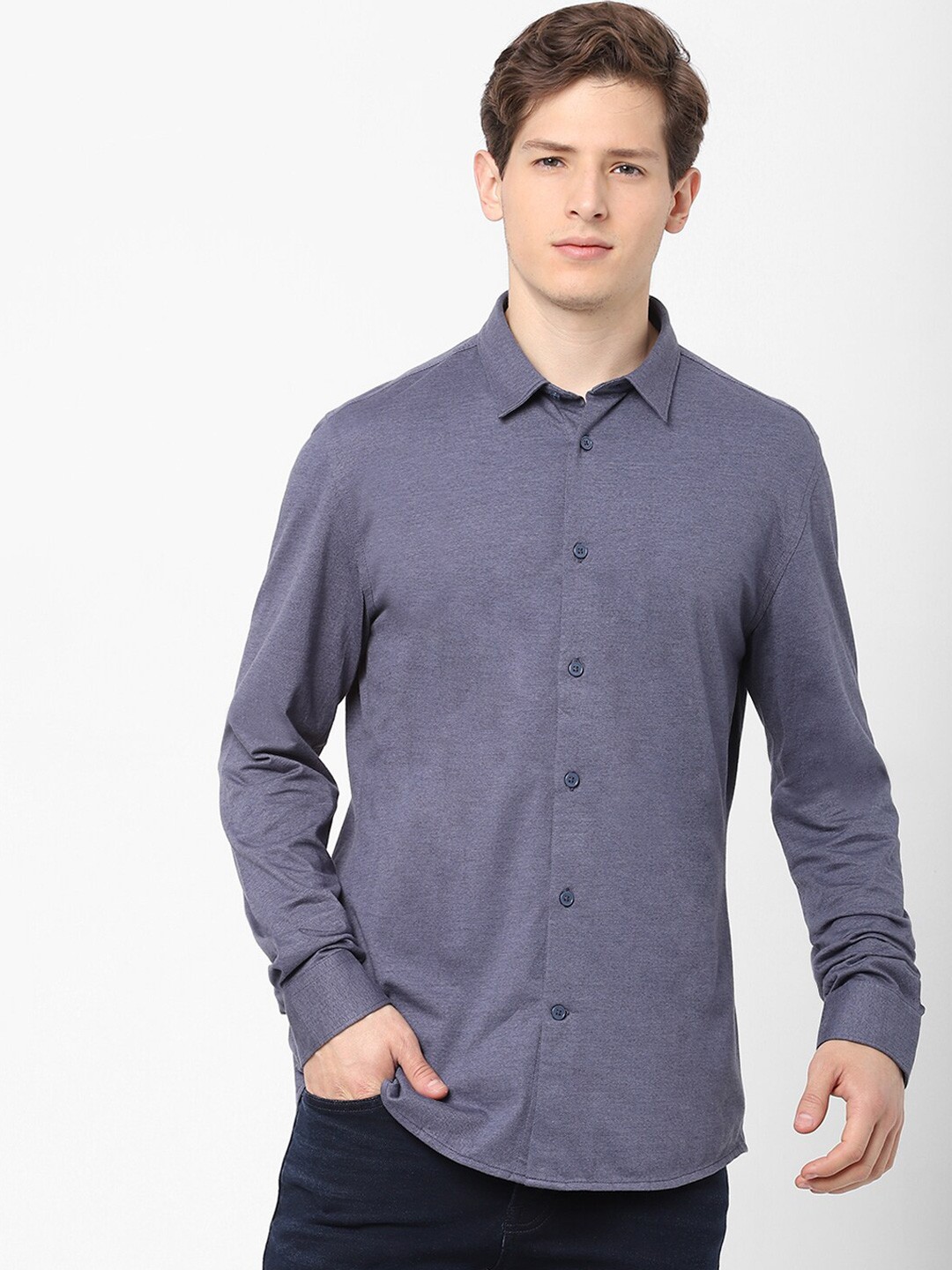 

Celio Men Grey Slim Fit Cotton Casual Shirt