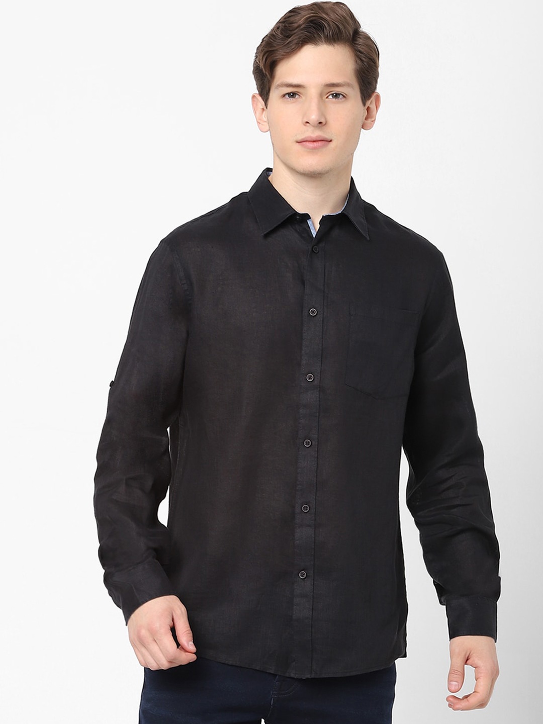 

Celio Men Black Linen Casual Shirt