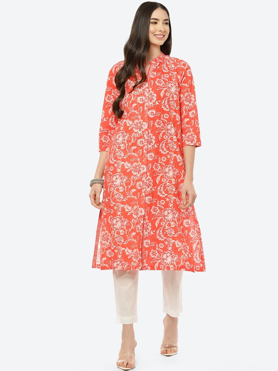 

Biba Women Orange Ethnic Motifs Printed Kurta