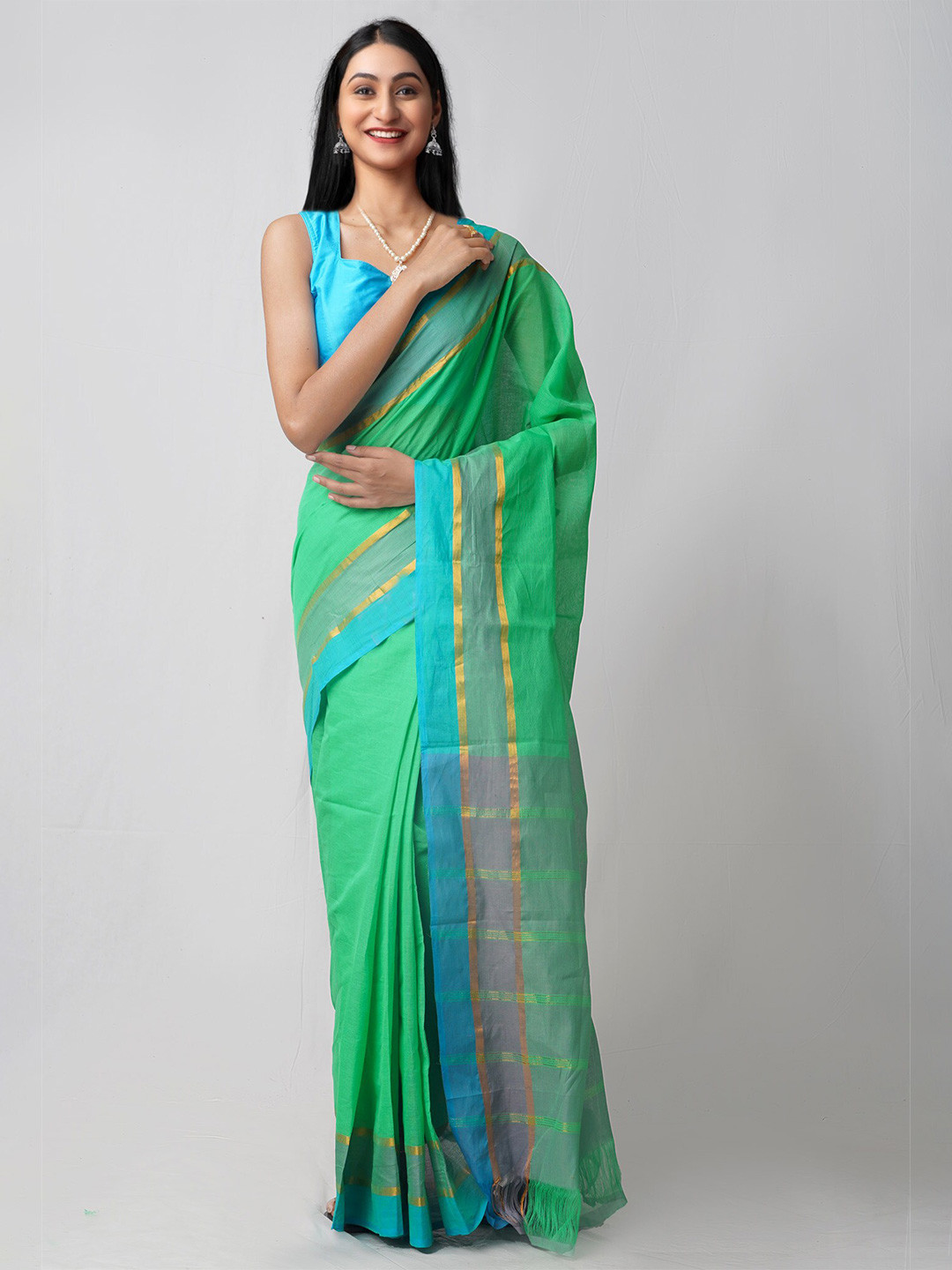

Unnati Silks Green Woven Design Pure Pavani Mangalagiri Cotton Saree