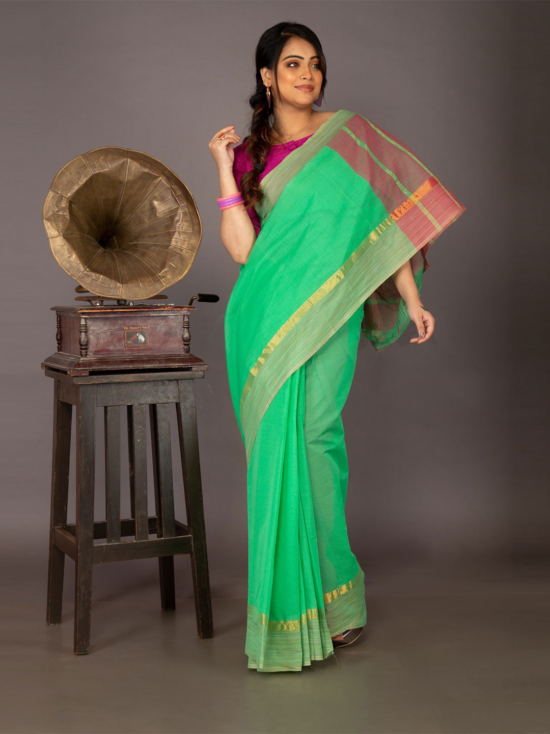 

Unnati Silks Green Woven Design Pure Pavani Mangalagiri Cotton Saree