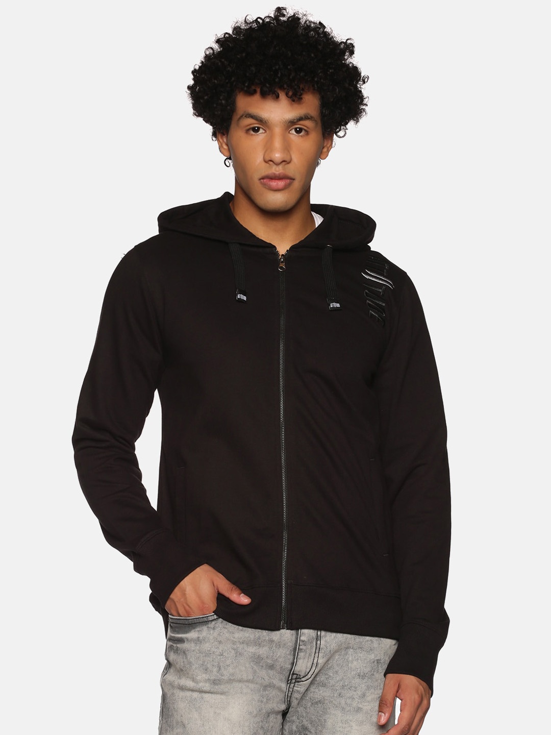

ATTIITUDE Men Black Pure Cotton Bomber Jacket
