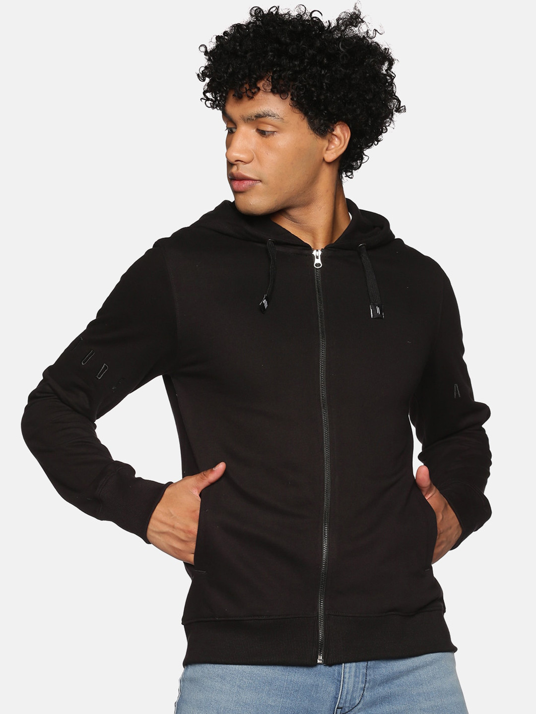 

ATTIITUDE Men Black Pure Cotton Sporty Jacket