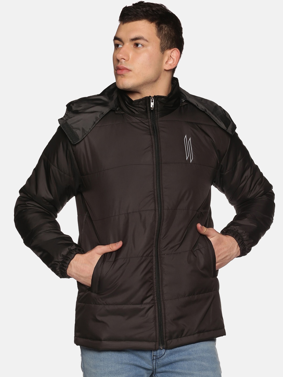 

ATTIITUDE Men Black Windcheater Hooded Padded Jacket