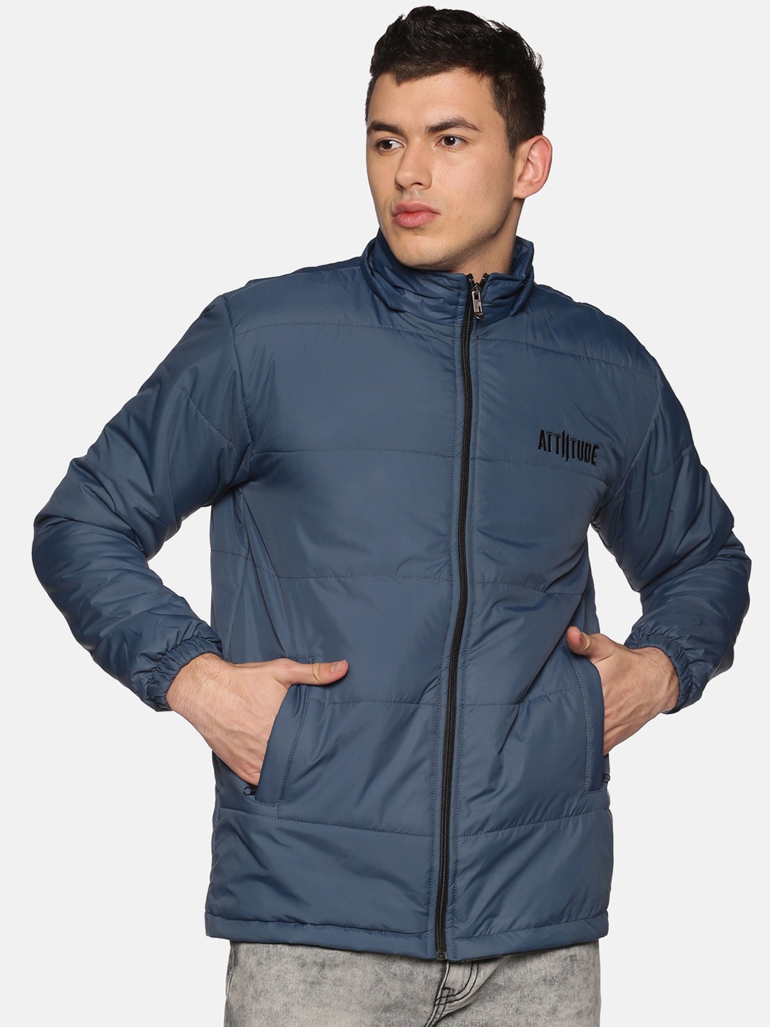 

ATTIITUDE Men Blue Windcheater Padded Jacket