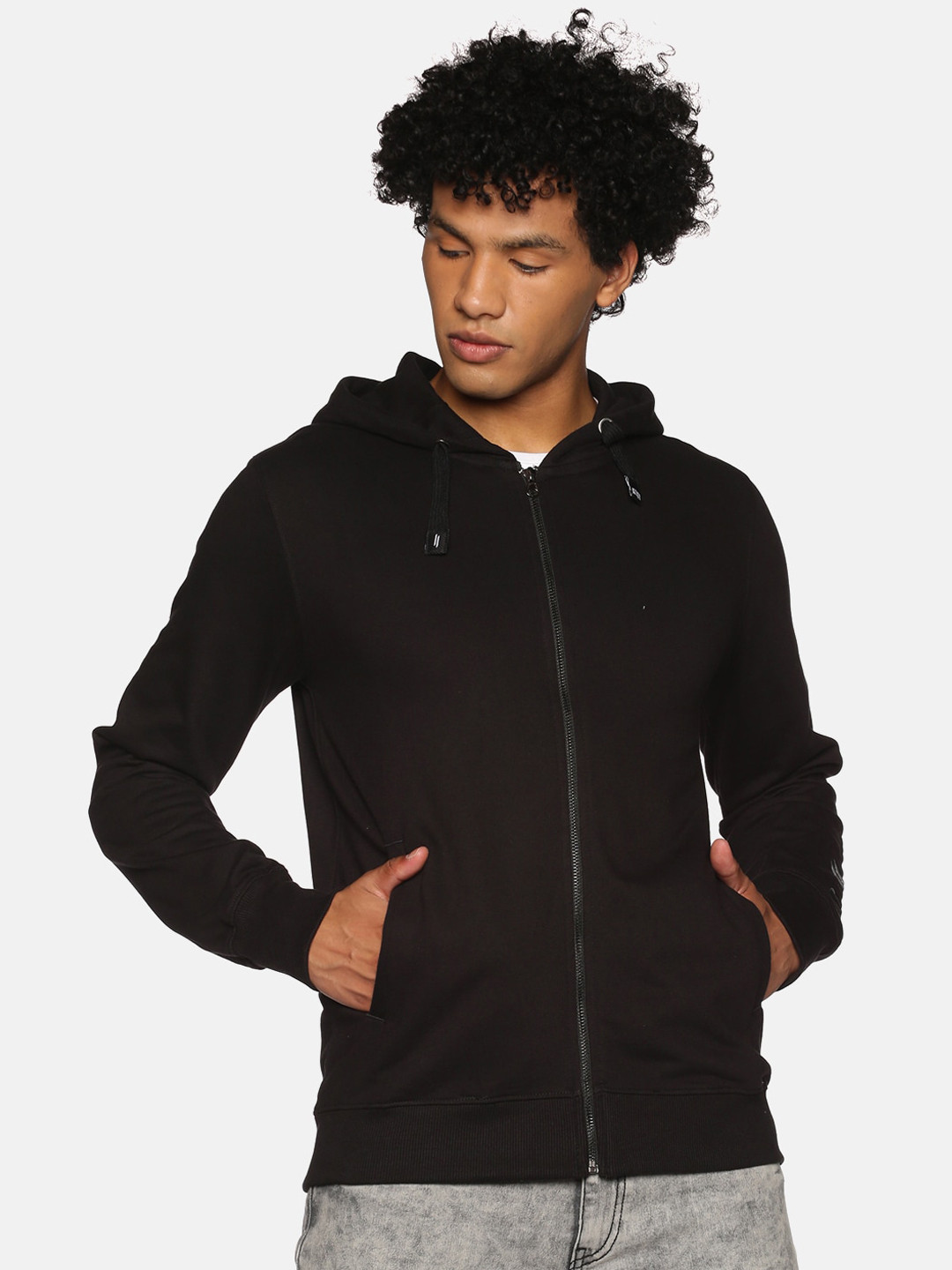 

ATTIITUDE Men Black Pure Cotton Sporty Jacket