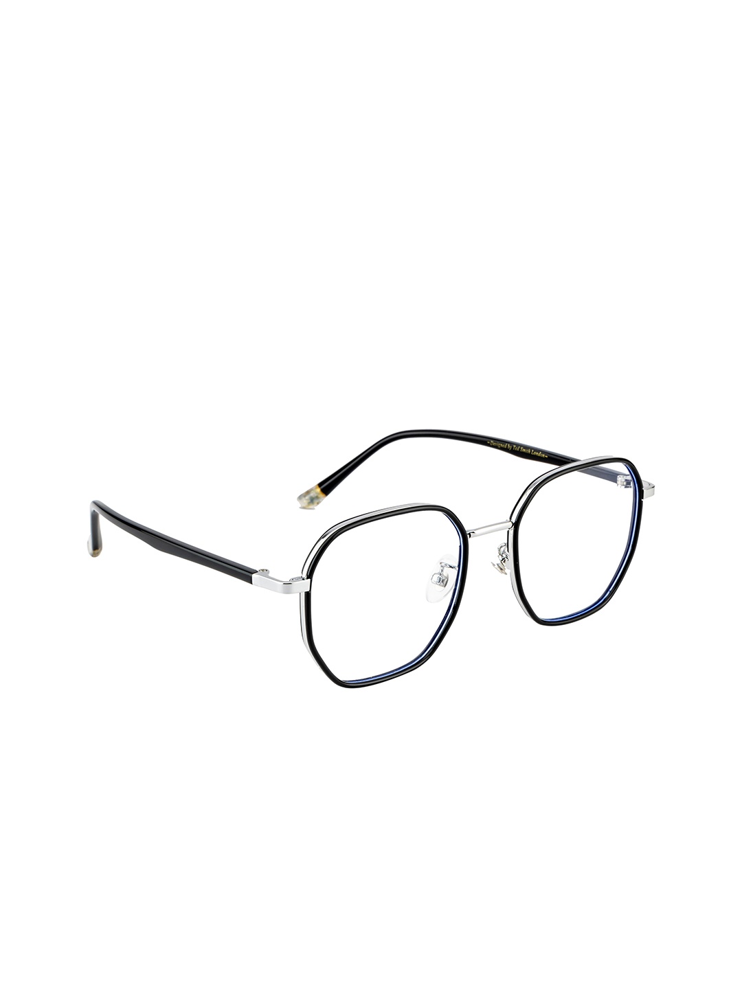 

Ted Smith Unisex Black & Silver-Toned Full Rim Wayfarer Frames TS-372