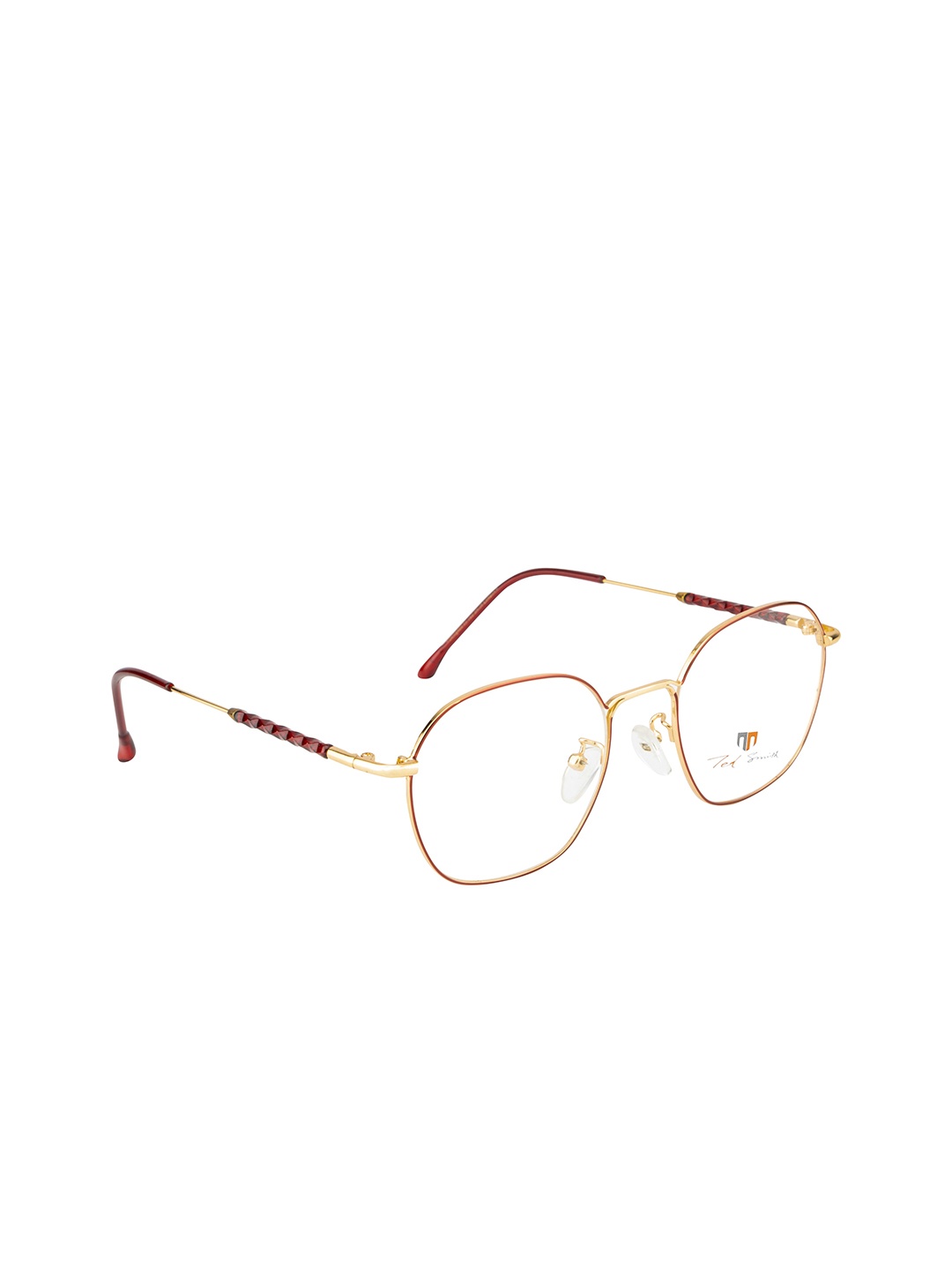 

Ted Smith Unisex Maroon & Gold-Toned Full Rim Round Frames Eyeglasses