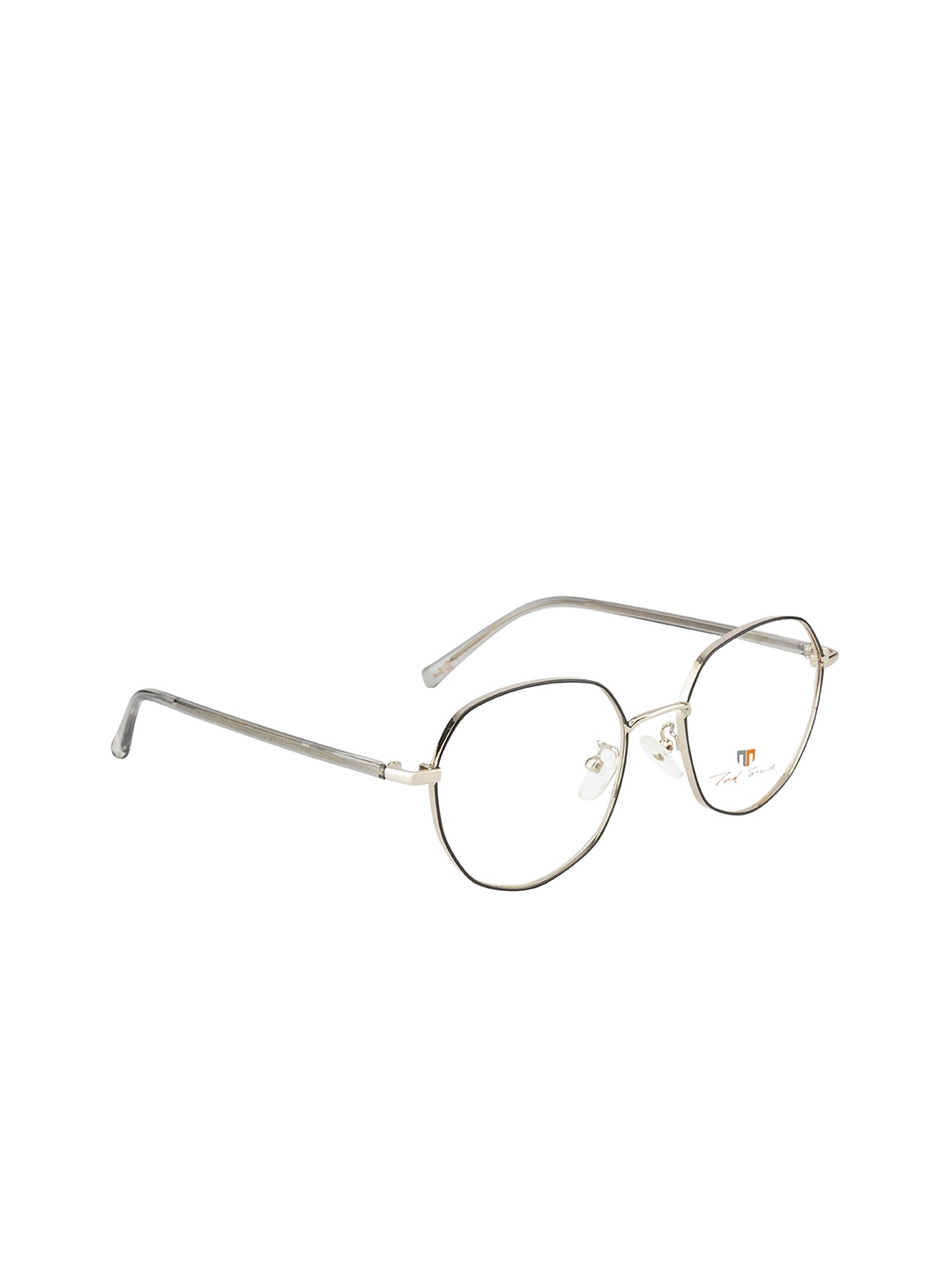 

Ted Smith Unisex Silver-Toned & Black Full Rim Round Frames TS-9063_C10