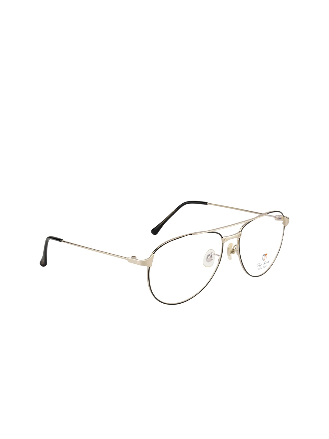 

Ted Smith Adult Silver-Toned & Black Full Rim Aviator Frames Eyeglasses