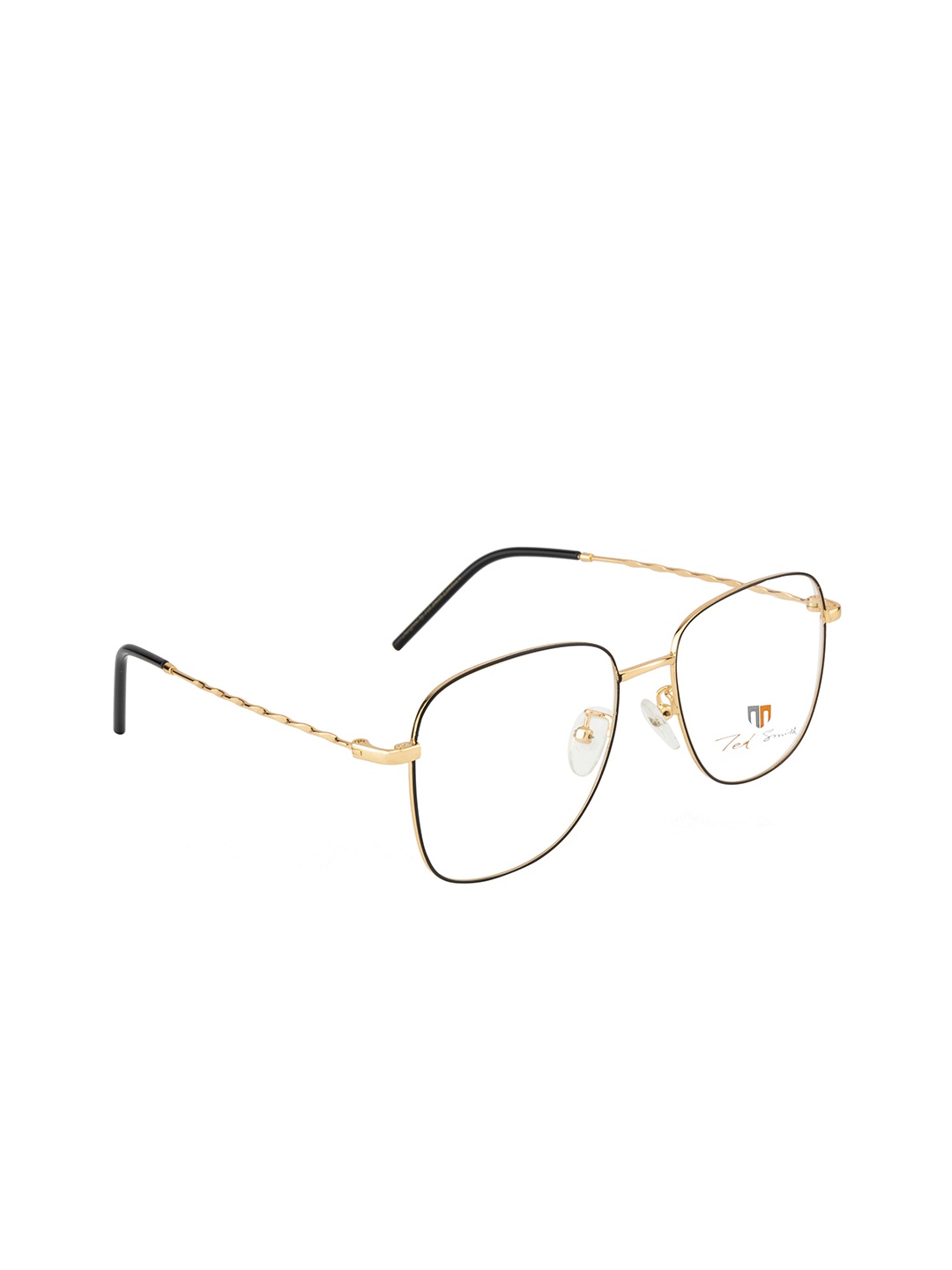 

Ted Smith Unisex Black & Gold-Toned Full Rim Wayfarer Frames Eyeglasses