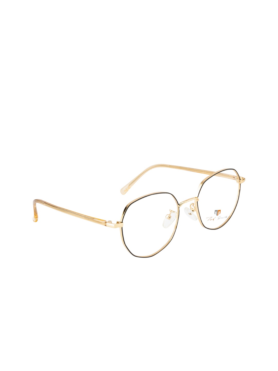 

Ted Smith Unisex Gold-Toned & Black Full Rim Round Frames TS-9063_C11