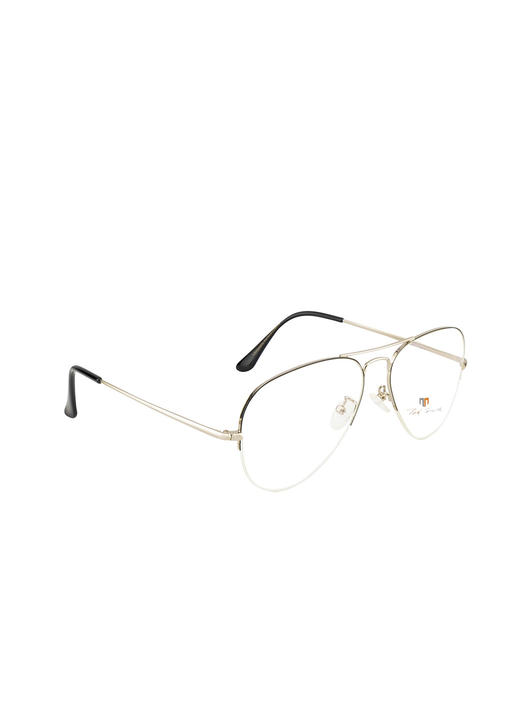 

Ted Smith Adult Silver-Toned & Black Half Rim Aviator Frames