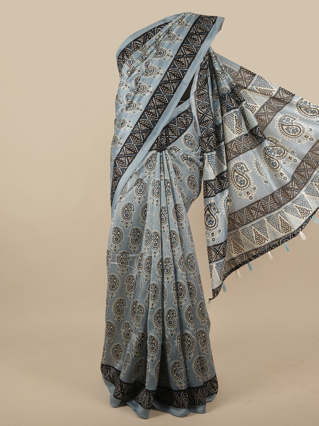 

Pothys Blue & Black Ethnic Motifs Saree