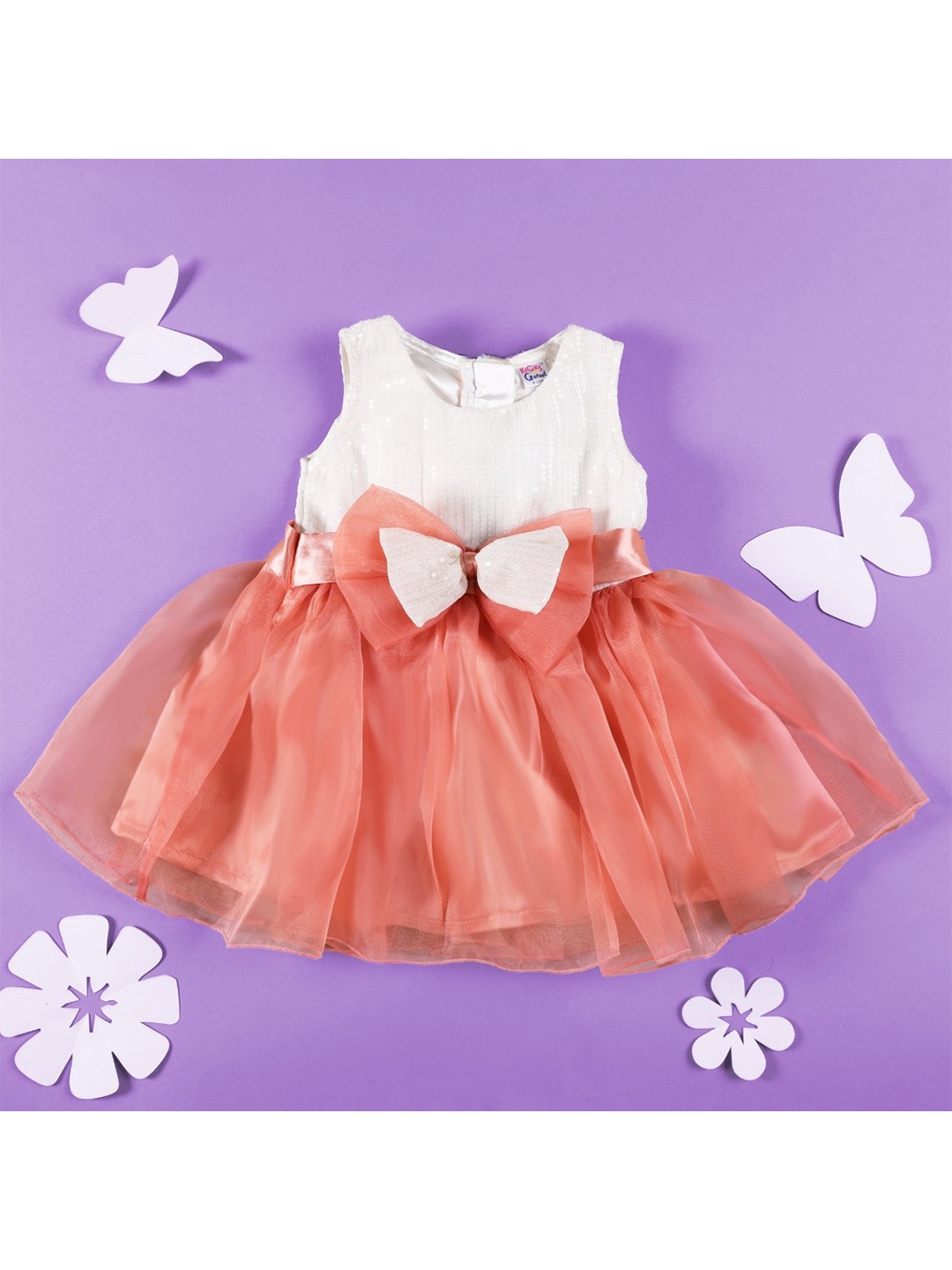 

KICKS & CRAWL White & Rust Fit & Flare Party Dress