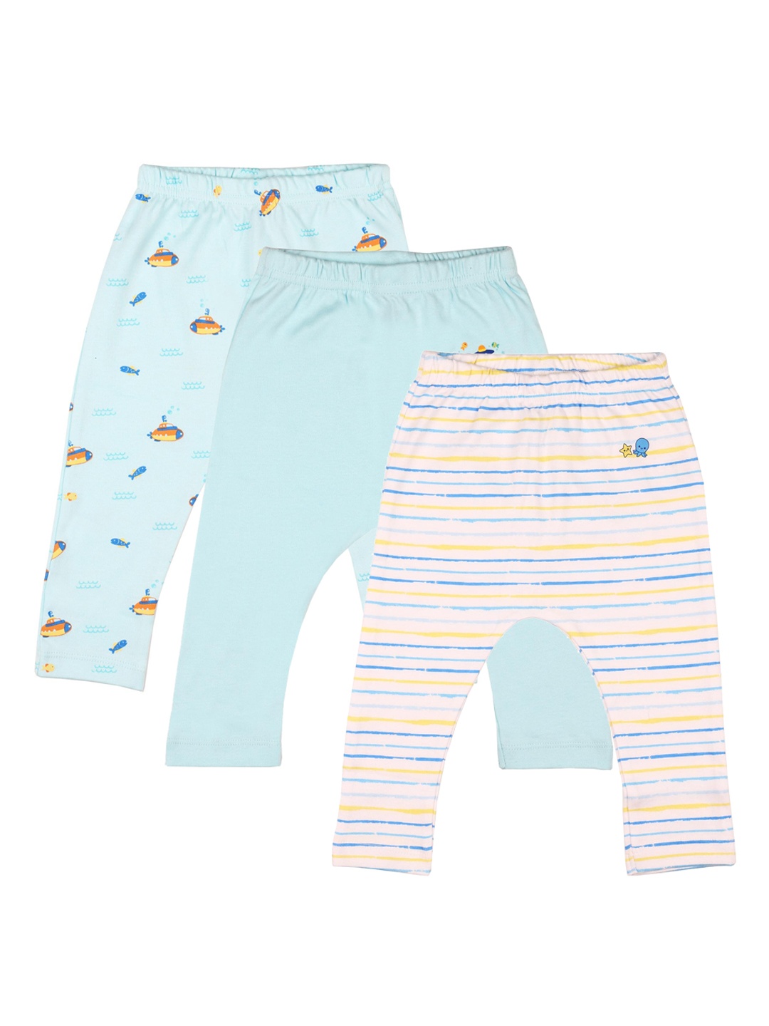 

KICKS & CRAWL Girls Pack Of 3 Printed Cotton Ankle-Length Leggings, Green