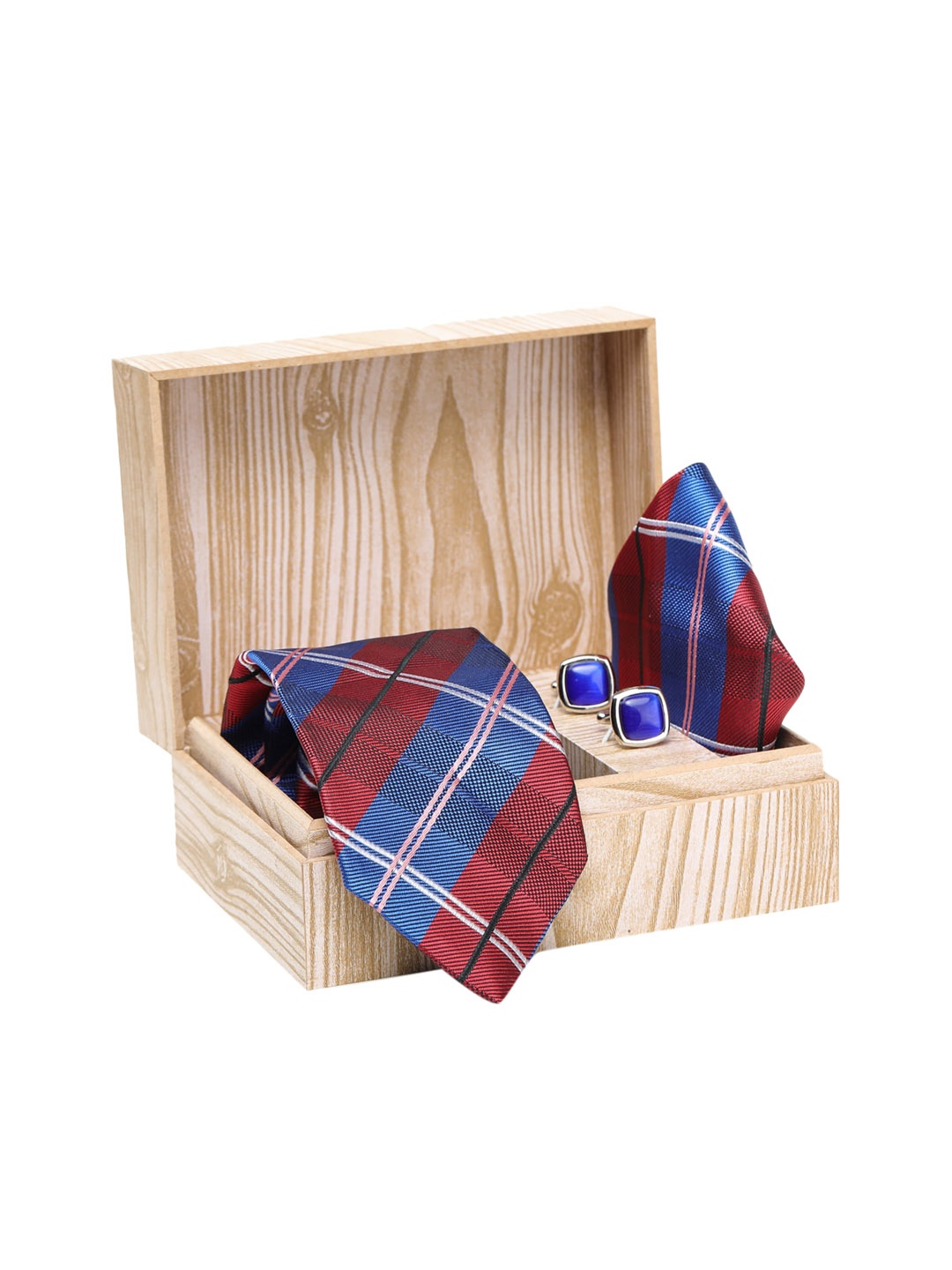 

ELLIS Men Blue & Red Checked Accessory Gift Set