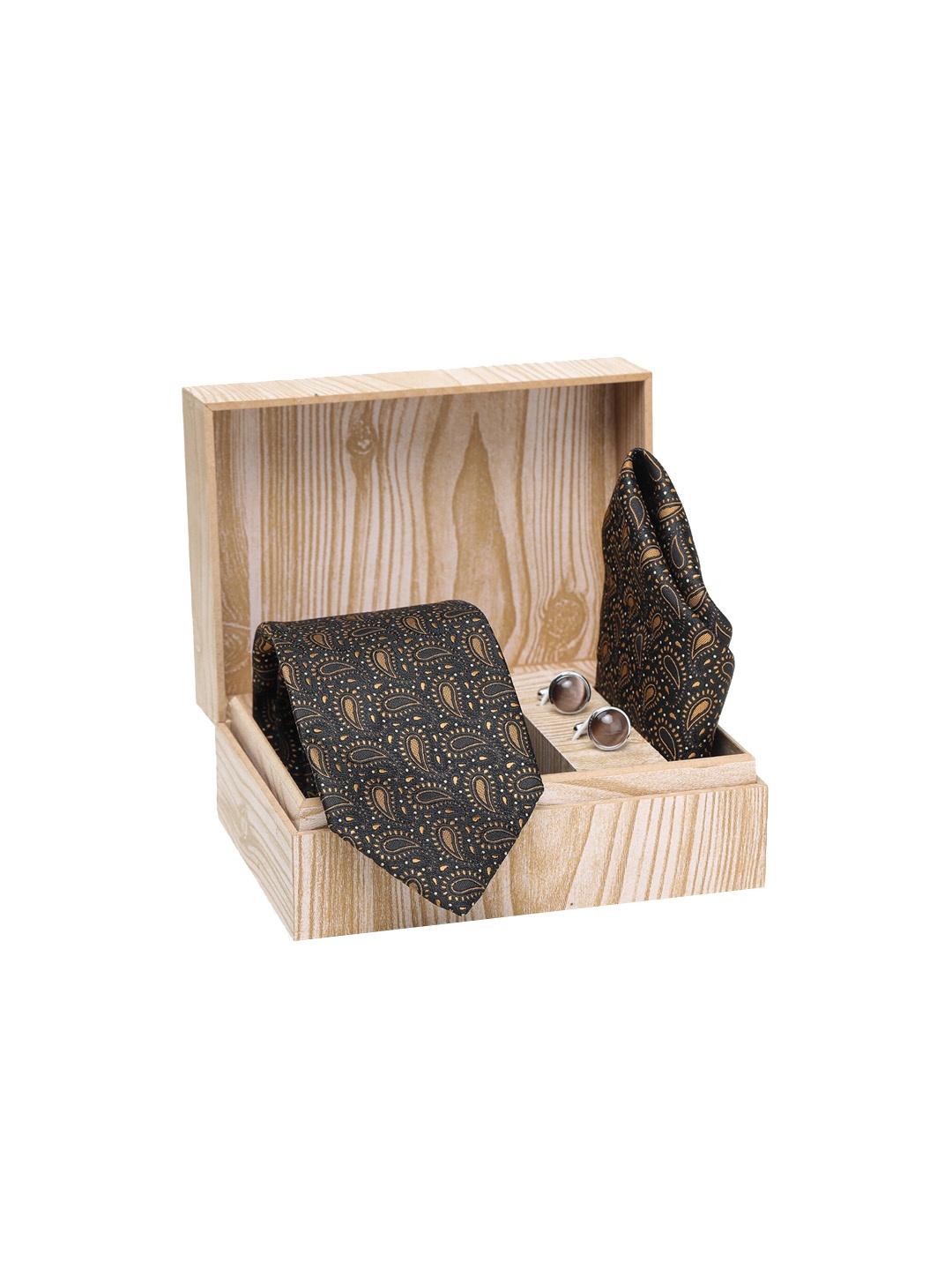 

ELLIS Men Brown & Gold-Coloured Patterned Accessory Gift Set