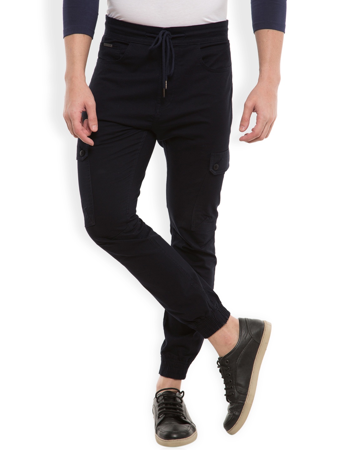 

LOCOMOTIVE Men Navy Solid Slim Fit Joggers, Navy blue