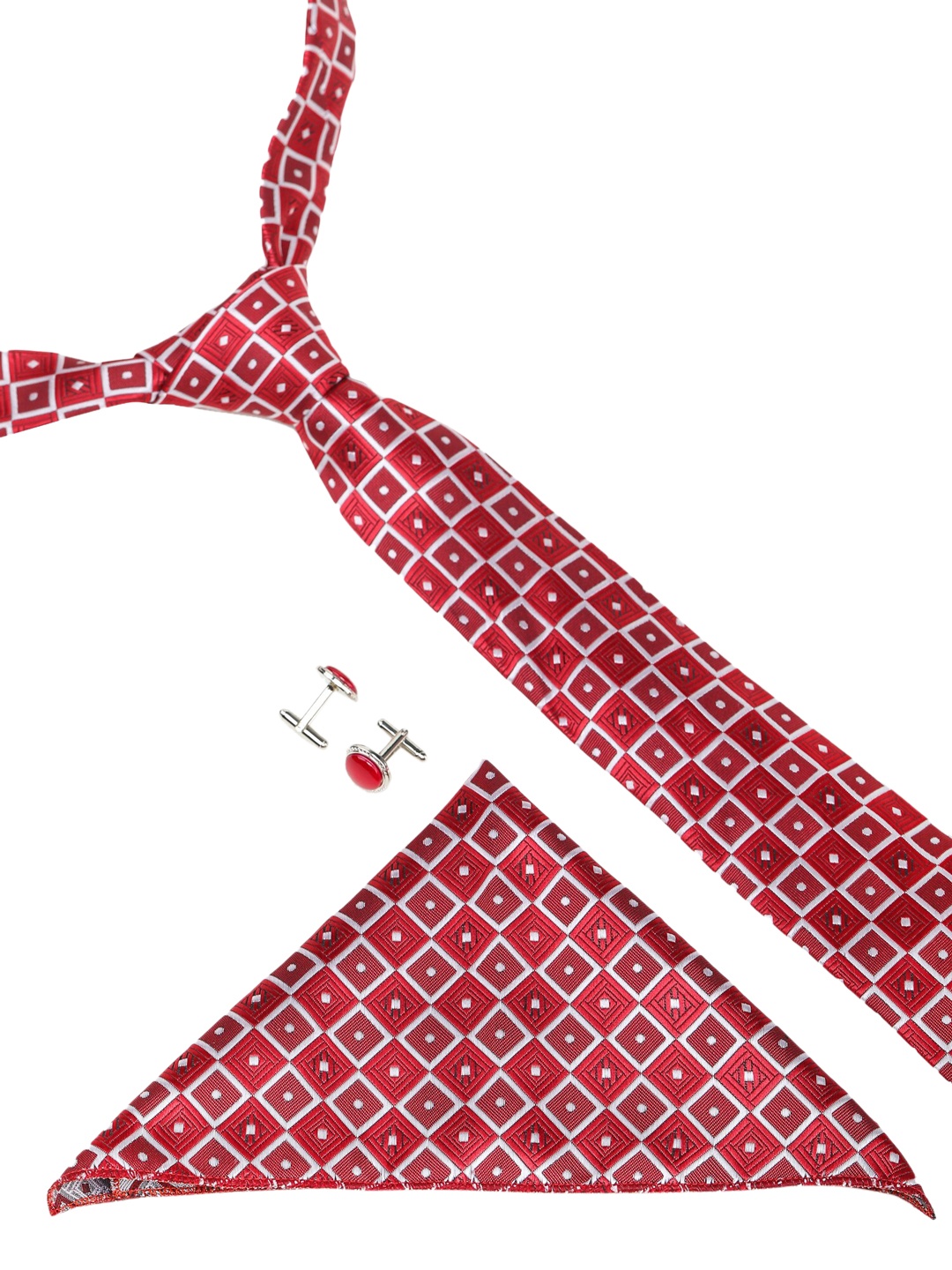 

ELLIS Men Red & Silver-Toned Formal Accessory Gift Set