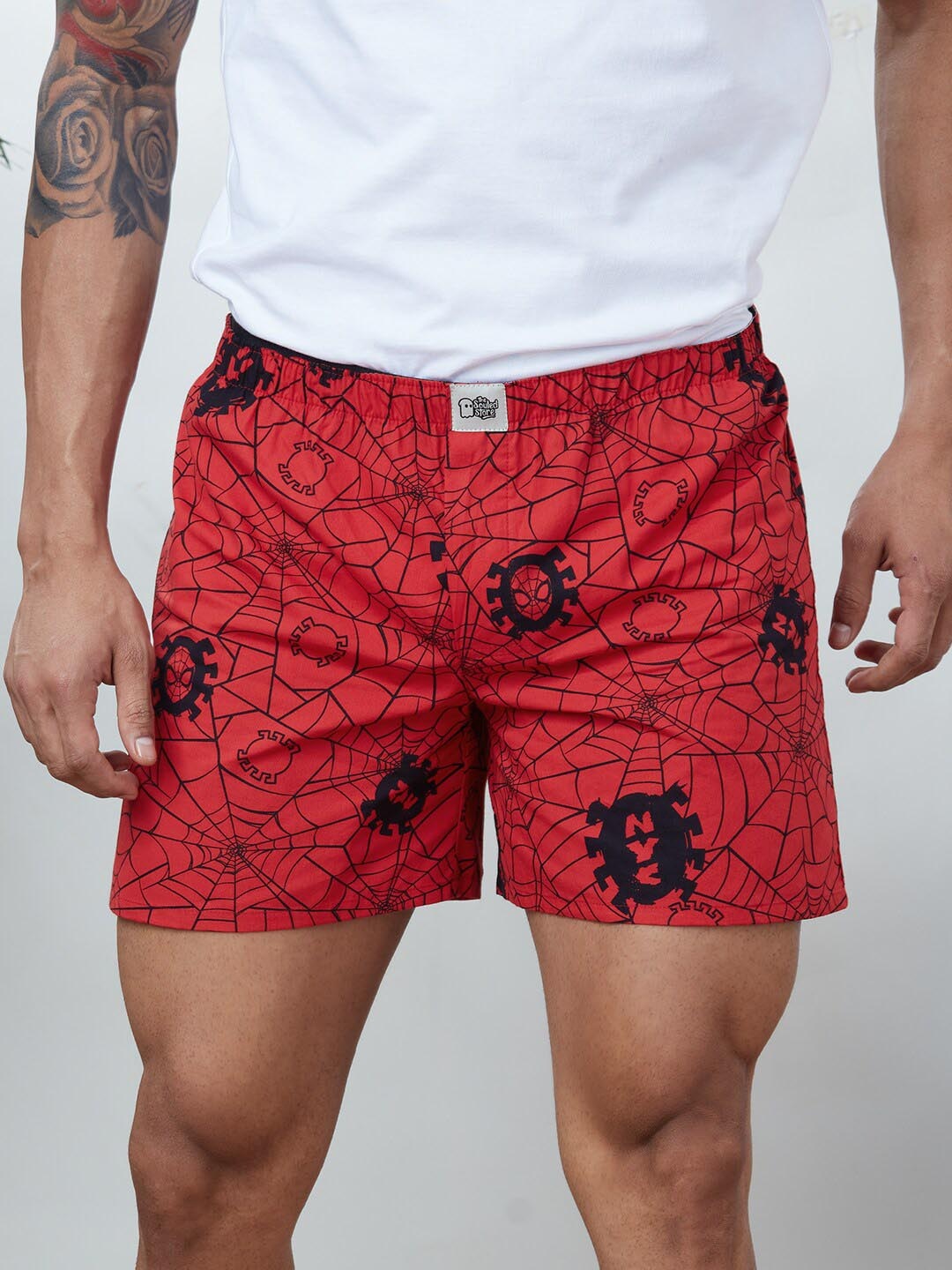 

The Souled Store Men Red & Black Spider-Man Doodle Printed Boxers