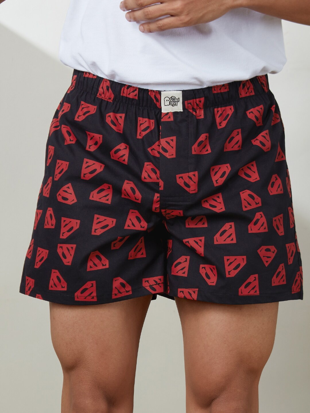 

The Souled Store Men Black & Red Printed Superman Doodle Boxers