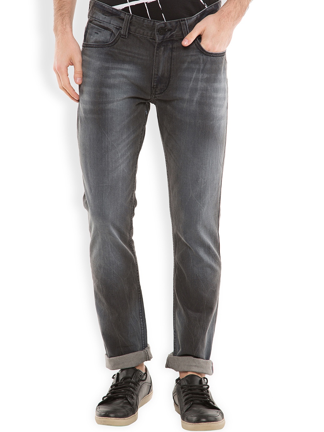 

LOCOMOTIVE Men Grey Regular Fit Mid- Rise Clean Look Jeans