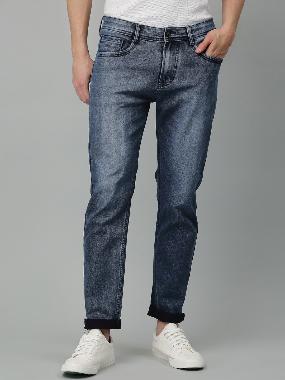 

Code 61 Men Blue Skinny Fit Heavy Fade Stretchable Jeans
