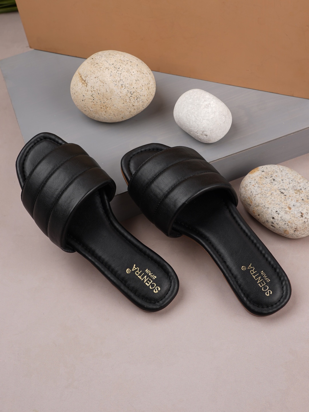 

SCENTRA Women Black Open Toe Flats