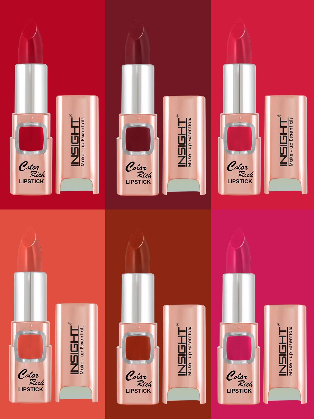 

INSIGHT Set Of 6 Bullet Lipstick 25 gm, Multi