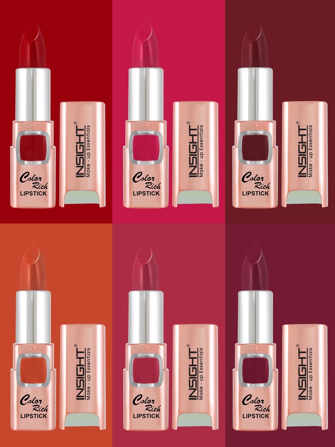 

INSIGHT Set Of 6 Bullet Lipstick 25 gm, Multi