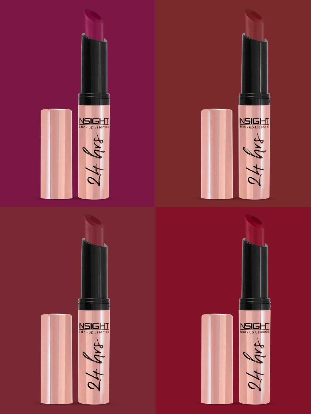 

INSIGHT Make-Up Essential Set of 4 24 Hrs Non-Transfer Matte Lipsticks, Red