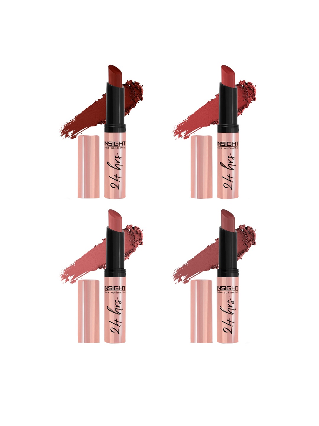 

INSIGHT Make-Up Essential Set of 4 24 Hrs Non-Transfer Matte Lipsticks 400 gm, Red