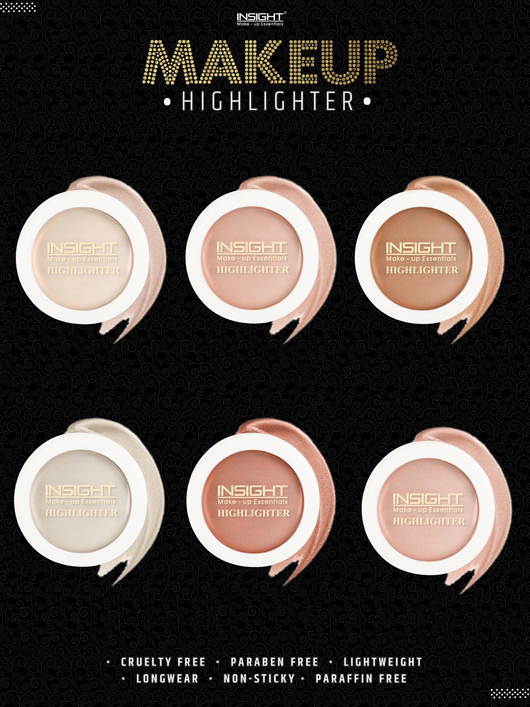 

INSIGHT Set of 6 Highlighters with Beauty Blender Sponge, Multi