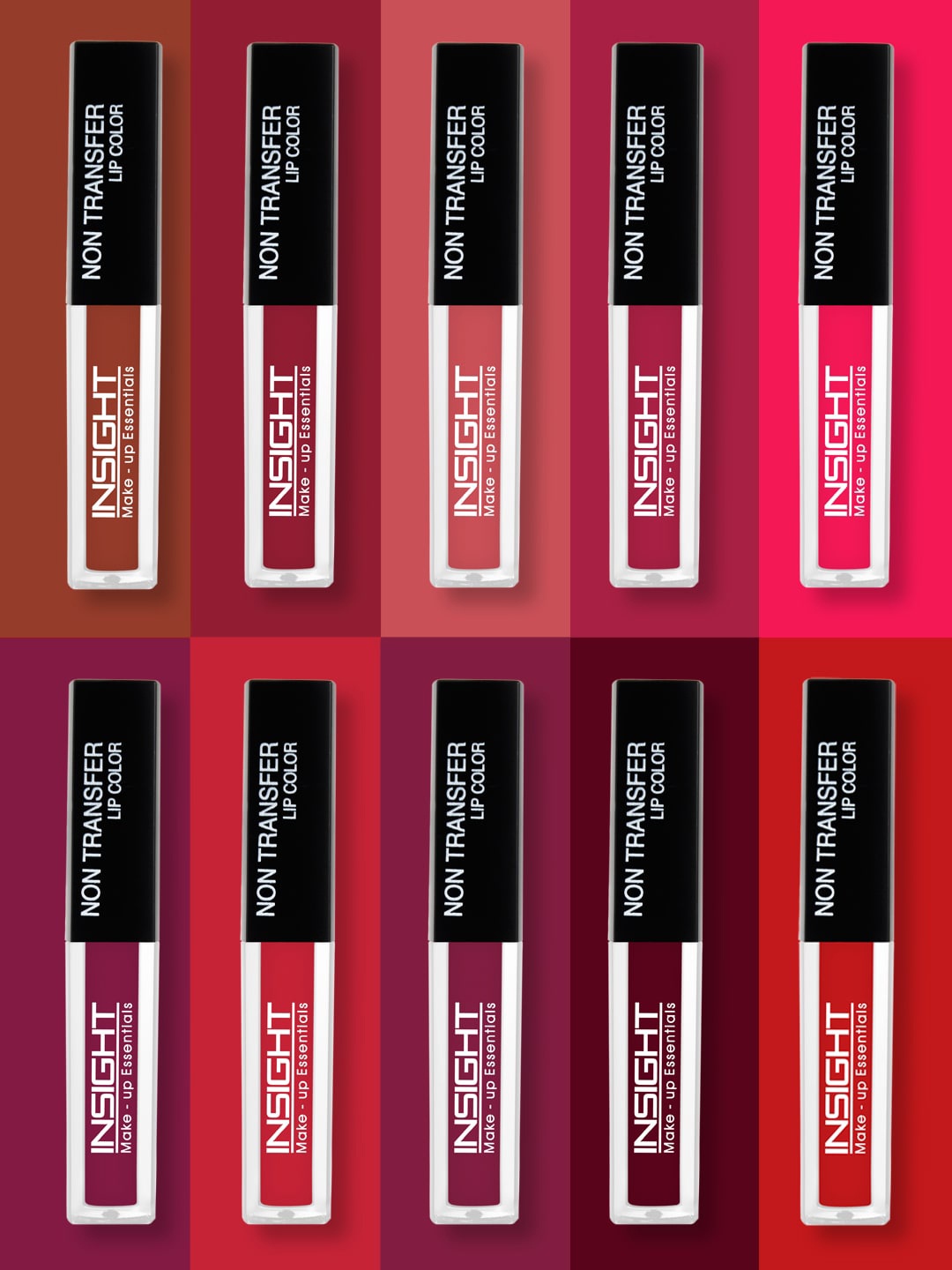 

INSIGHT Set of 10 Paraben Free Non-Transfer Liquid Lipsticks 40 g each, Multi