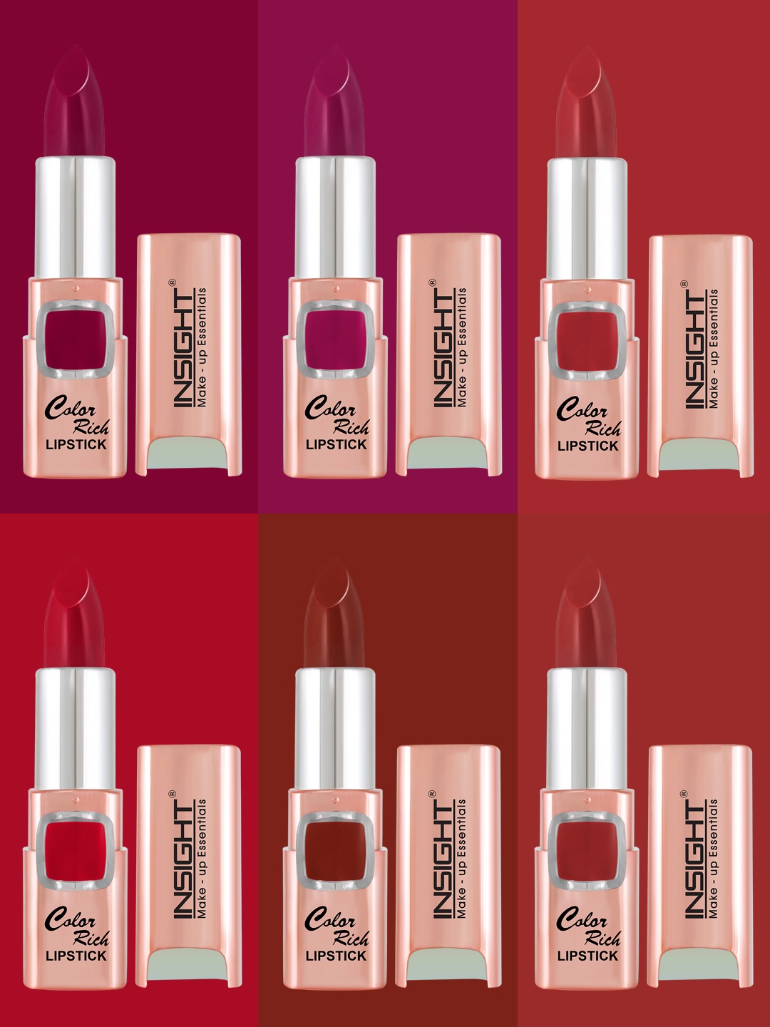 

INSIGHT Make-Up Essential Set of 6 Color Rich Lipsticks, Red