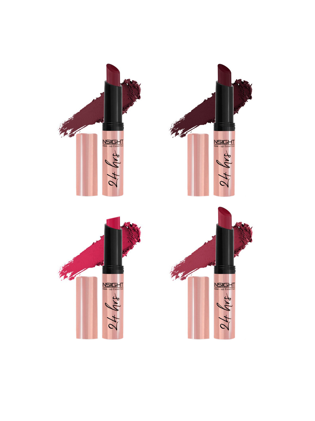 

INSIGHT Make-Up Essential Set of 4 Non-Transfer 24 Hrs Matte Lipsticks, Red