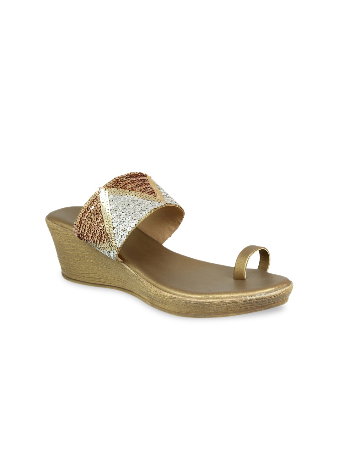 

Inc 5 Gold-Toned Embellished Ethnic Wedge Heels