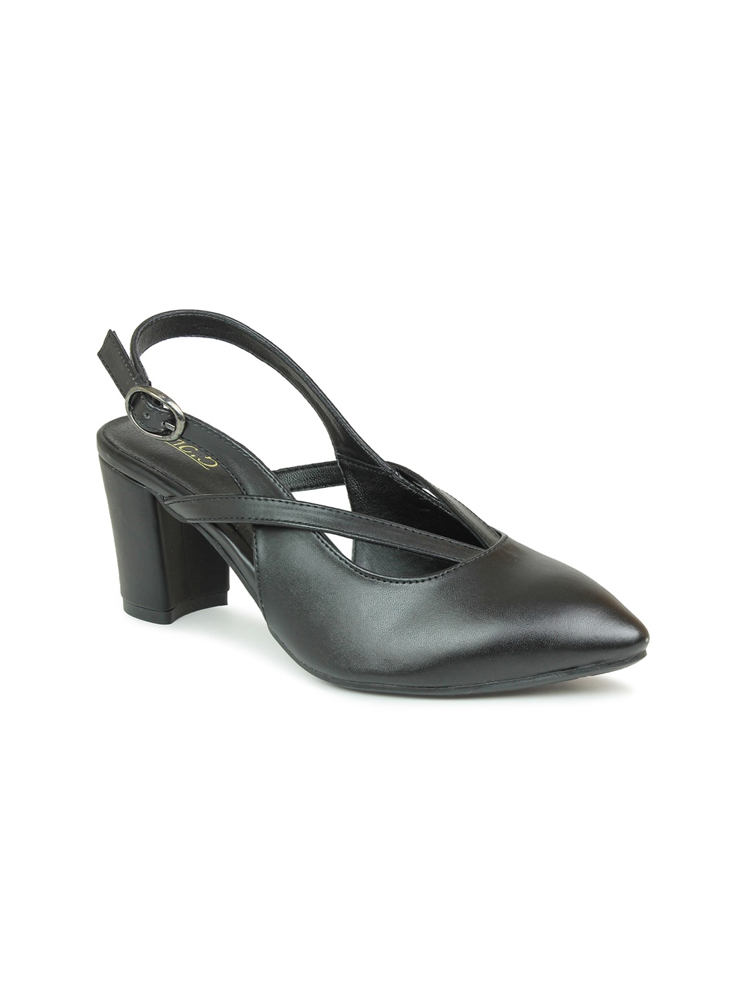 

Inc 5 Black Party Block Pumps Heels with Buckles