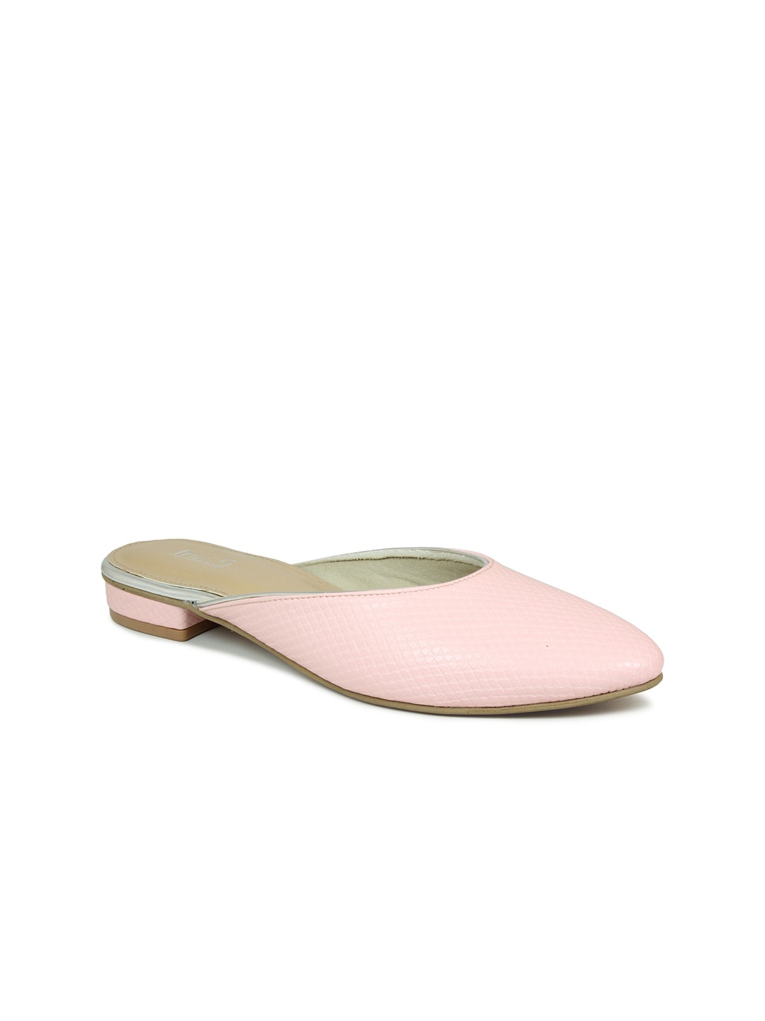 

Inc 5 Peach-Coloured Textured Block Mules