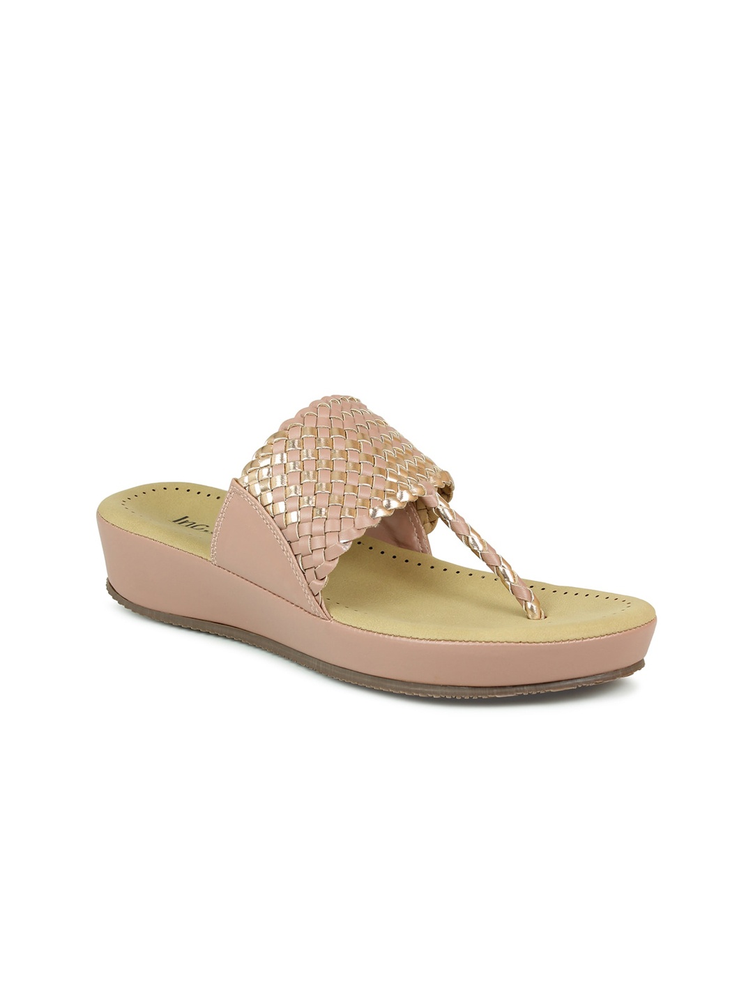

Inc 5 Peach-Coloured Ethnic Wedge Heels