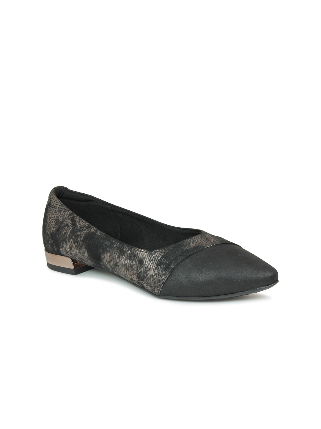 

Inc 5 Women Black & Gold-Toned Textured Ballerinas
