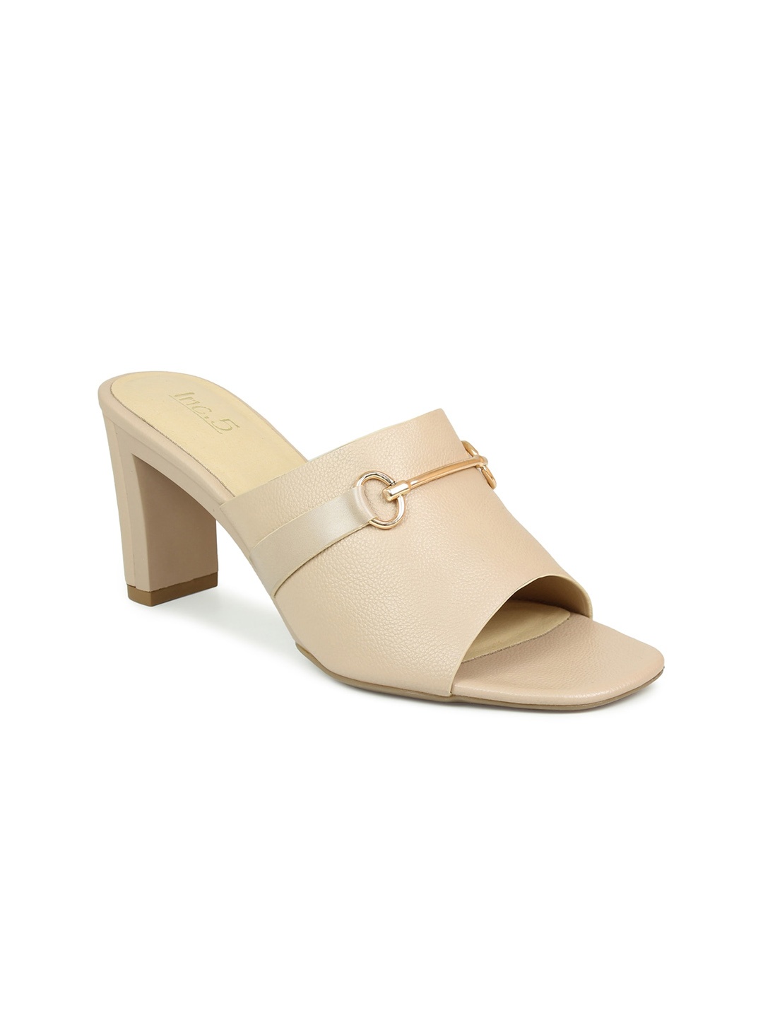 

Inc 5 Beige Embellished Block Mules