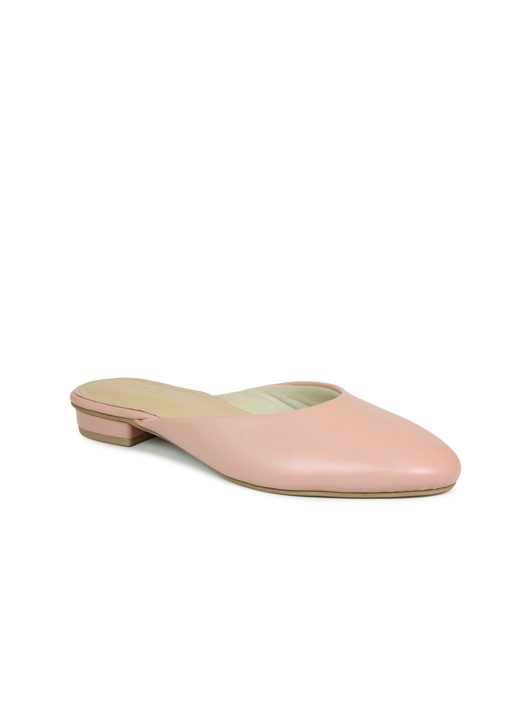 

Inc 5 Pink Solid Pointed Toe Block Heel Mules