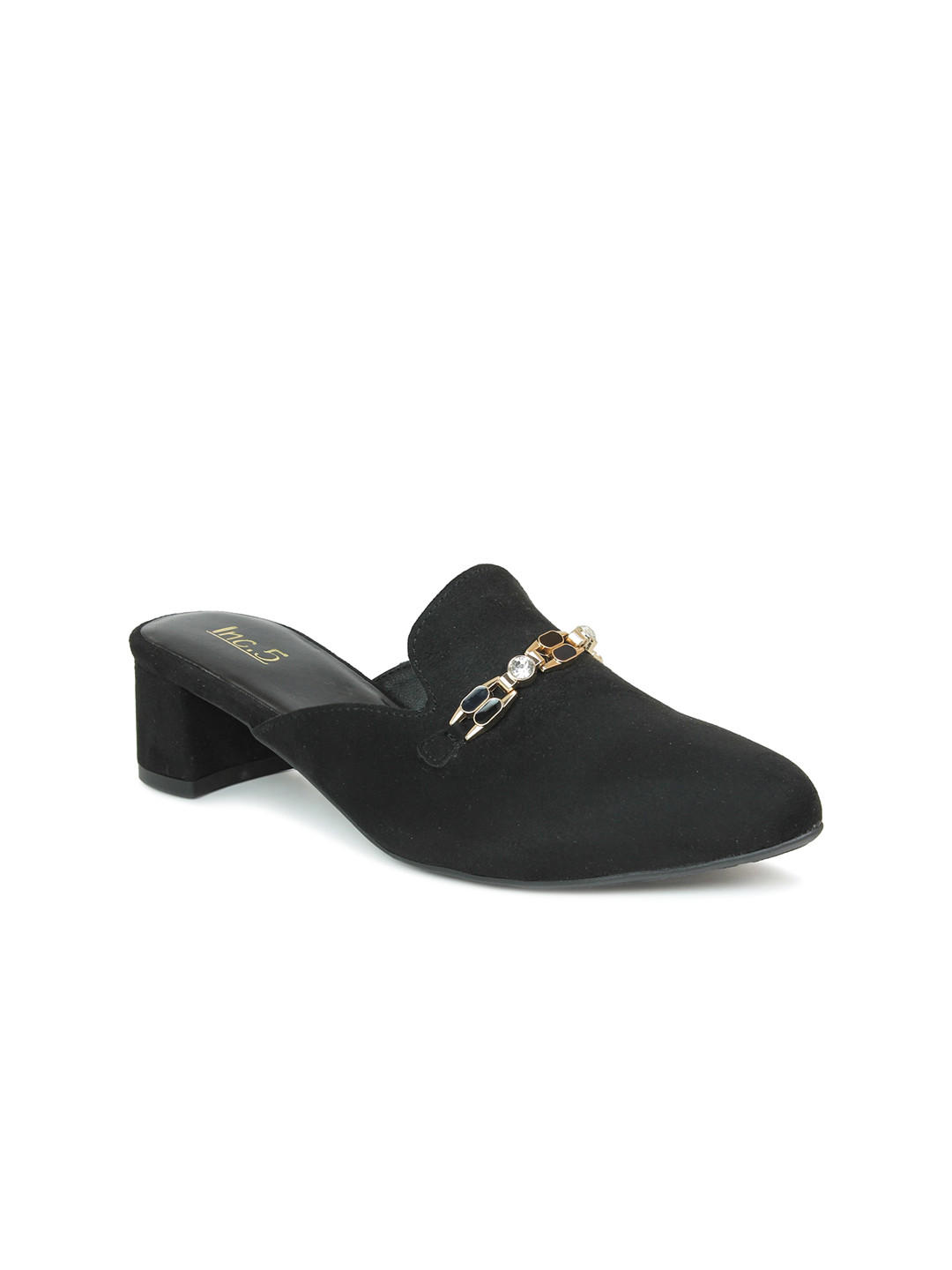 

Inc 5 Black Embellished Block Mules