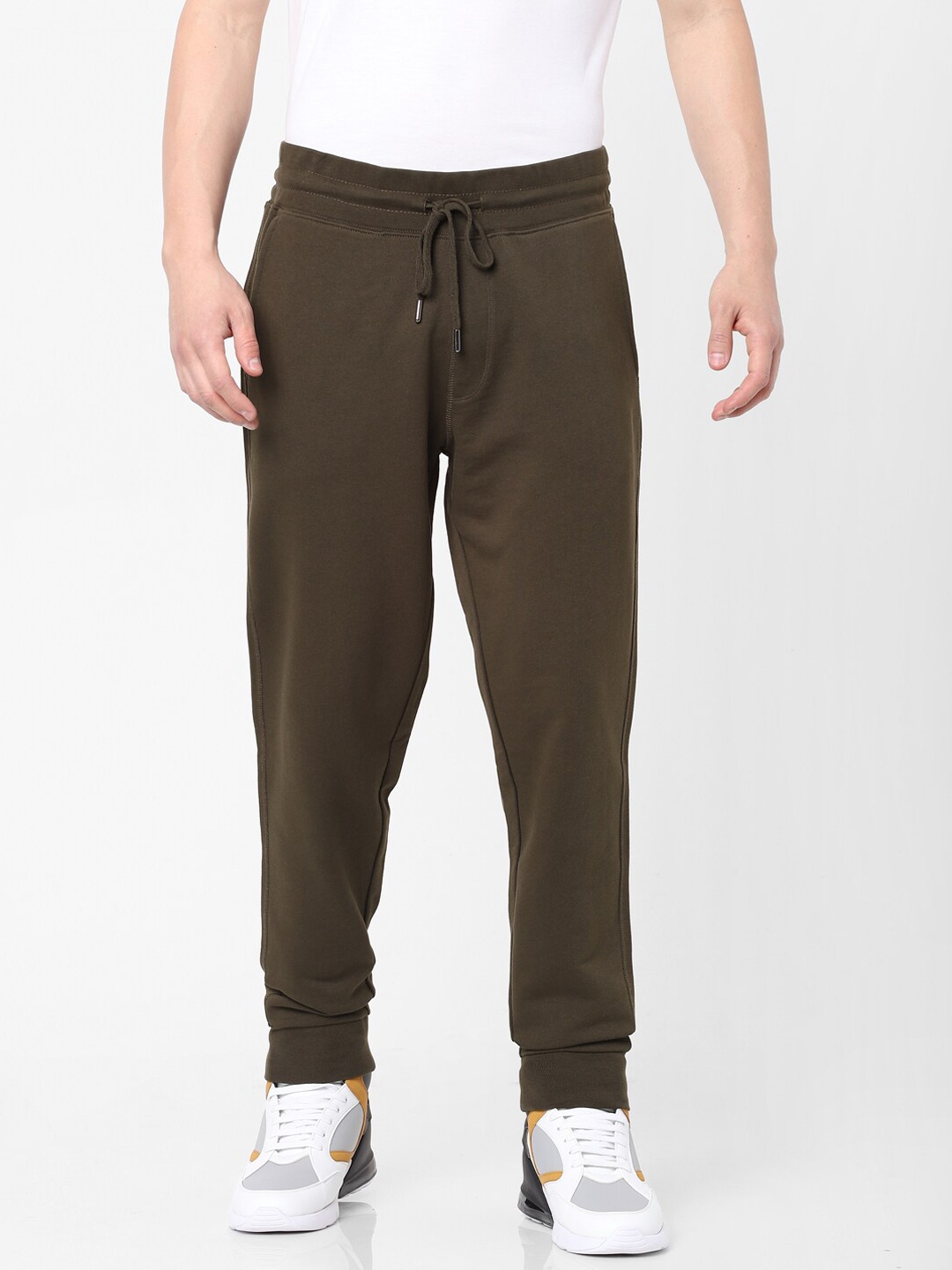 

Celio Men Olive-Green Solid Cotton Joggers