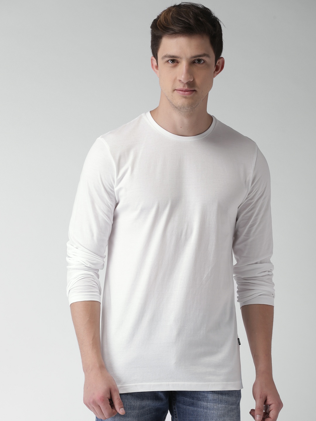 

HIGHLANDER Men White Slim Fit Solid Round Neck T-Shirt